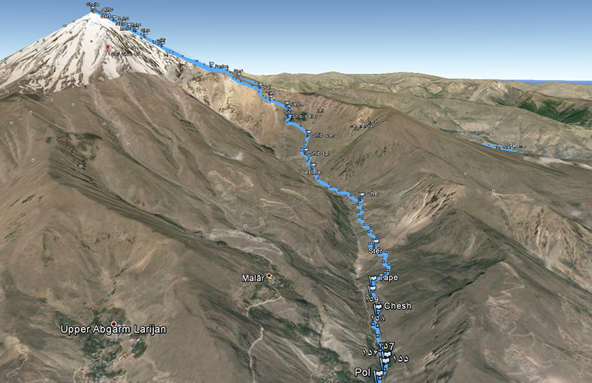 راهنمای صعود به دماوند از جبهه ی شمال شرقی | فروشگاه کوهنوردی دومان |  ارتفاع : ۵۶۱۰